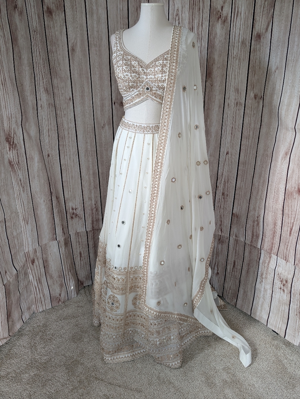 elegant ivory or off-white lehenga choli